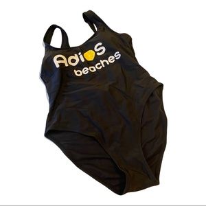 Adios Beaches Swimsuit One Medium Black Plunge